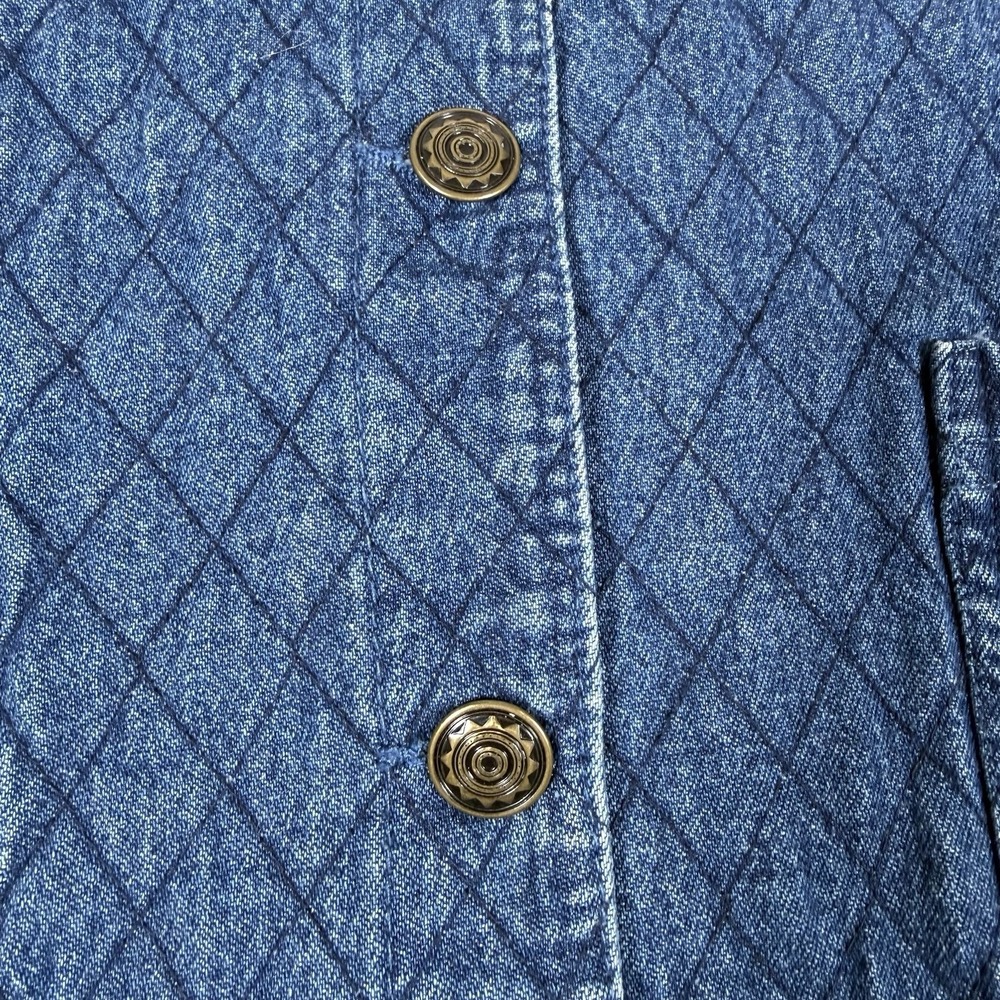 Vintage PTNY Vest Women's XL Blue Quilted Denim Button Boho Cottagecore Western - Picture 5 of 7